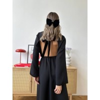 Легка сукня міді з відкритою спинкою чорного кольору 32559