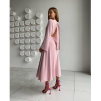 Легкое платье миди с открытой спинкой розового цвета 32561