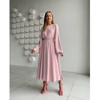 Легкое платье миди с открытой спинкой розового цвета 32561