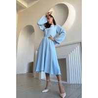 Легка сукня міді з відкритою спинкою блакитного кольору 32562