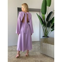 Легка сукня міді з відкритою спинкою лавандового кольору 32563