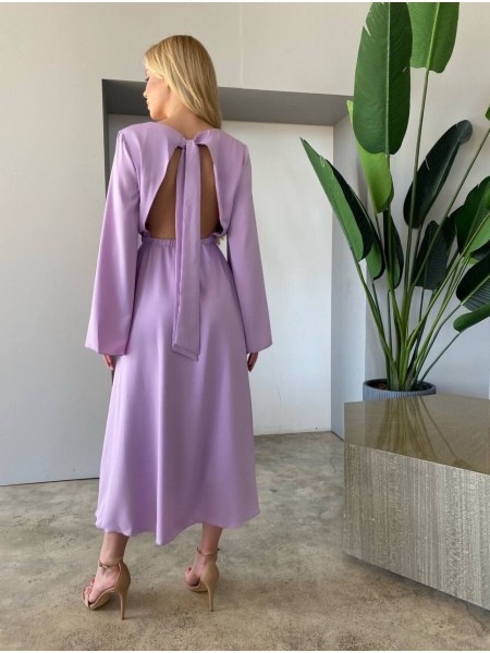 Легкое платье миди с открытой спинкой лавандового цвета 32563