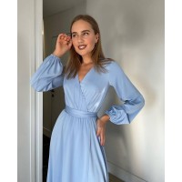 Легка сукня на запах блакитного кольору 32576