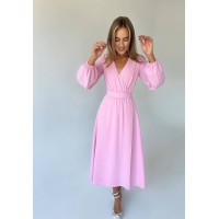 Легкое платье на запах розового цвета 32578