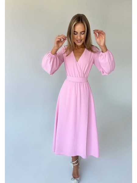 Легкое платье на запах розового цвета 32578