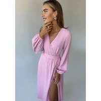 Легкое платье на запах розового цвета 32578