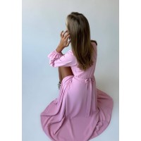 Легкое платье на запах розового цвета 32578