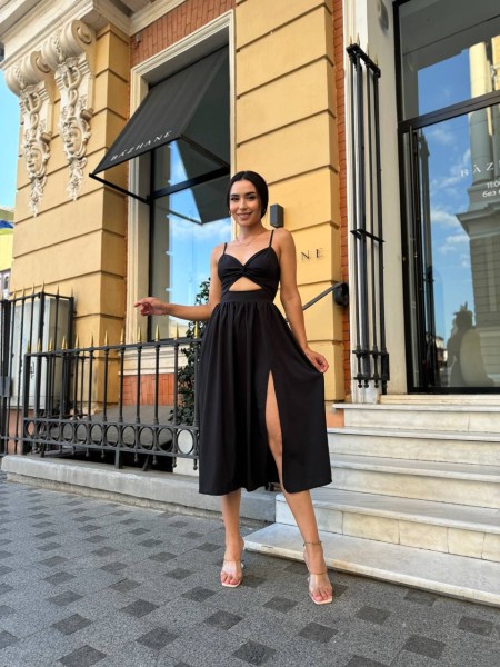 Легкое платье на бретельках черного цвета 32593