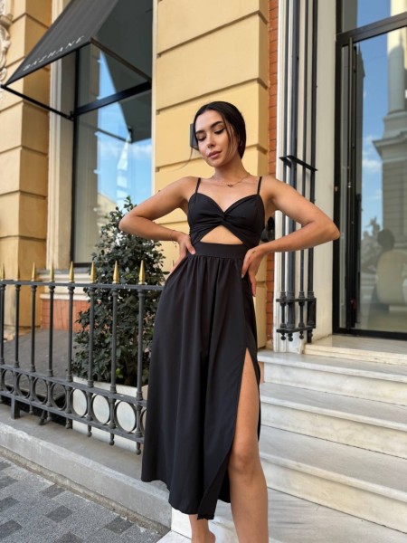Легкое платье на бретельках черного цвета 32593