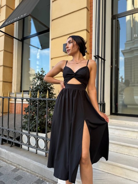 Легкое платье на бретельках черного цвета 32593