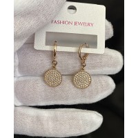 Сережки з камінчиками круглий замок золотого кольору 32598