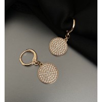 Сережки з камінчиками круглий замок золотого кольору 32598