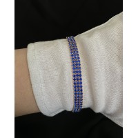 Золотой браслет с синими камнями замок пряжка  32601