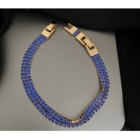 Золотой браслет с синими камнями замок пряжка  32601