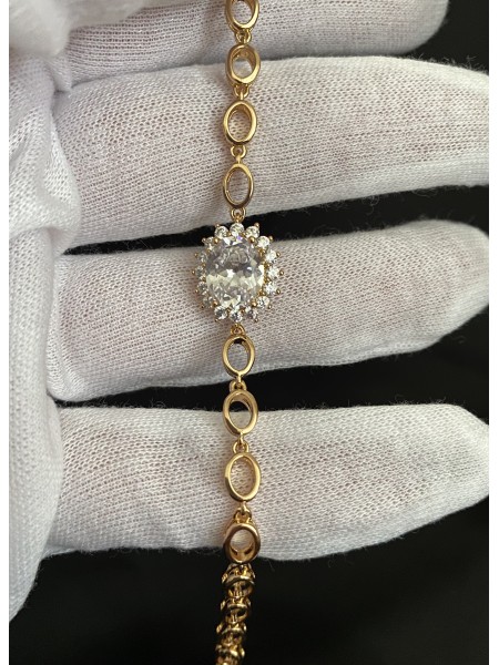 Браслет з великим каменем золотого кольору замок пряжка 32602