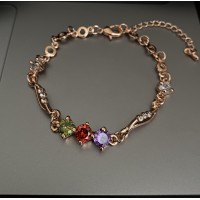 Браслет з камінчиками золотого кольору замок карабін 32604