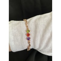 Браслет з камінчиками золотого кольору замок карабін 32604