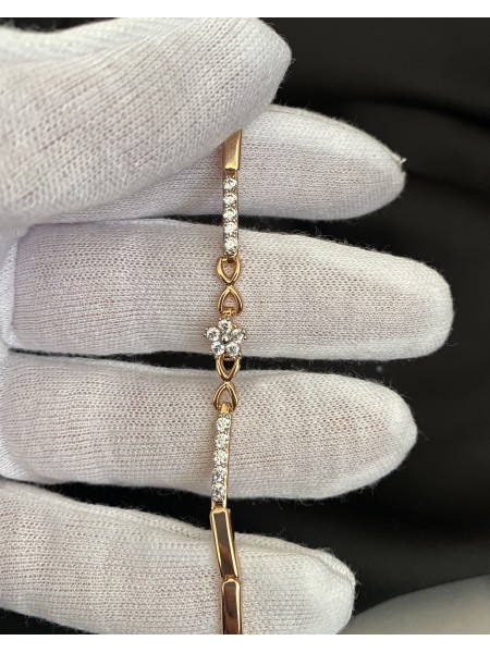 Браслет Квіточка з камінчиками золотого кольору замок пряжка 32606