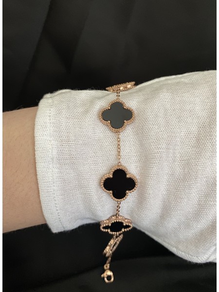 Браслет Конюшина золотого кольору замок карабін 32607