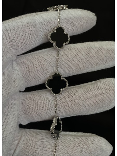 Браслет Конюшина срібного кольору замок карабін 32608