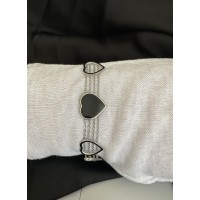 Браслет Сердца серебряного цвета замок карабин 32609