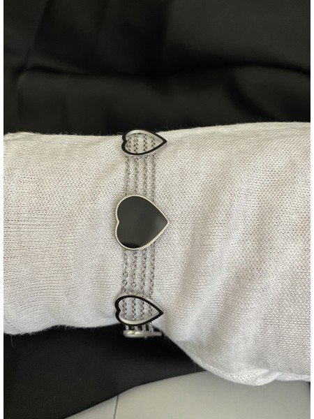 Браслет Серця срібного кольору замок карабін 32609