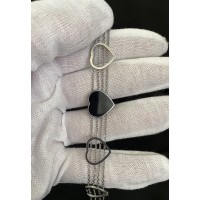 Браслет Сердца серебряного цвета замок карабин 32609