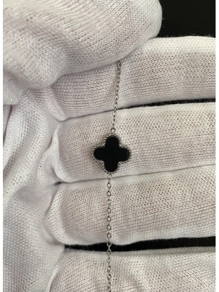 Браслет Конюшина двосторонній срібного кольору замок карабін 32610