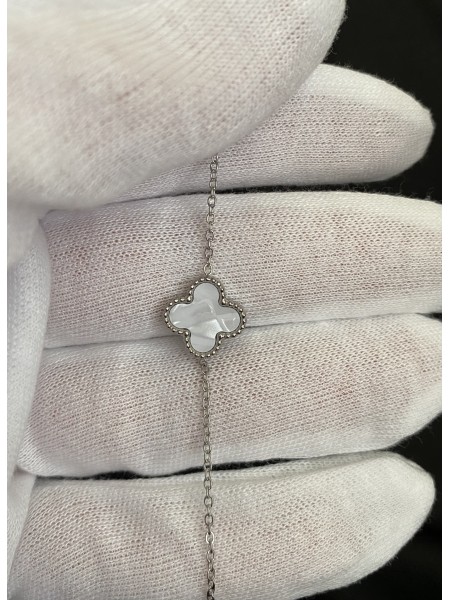 Браслет Конюшина двосторонній срібного кольору замок карабін 32610