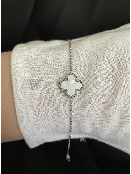 Браслет Конюшина двосторонній срібного кольору замок карабін 32610