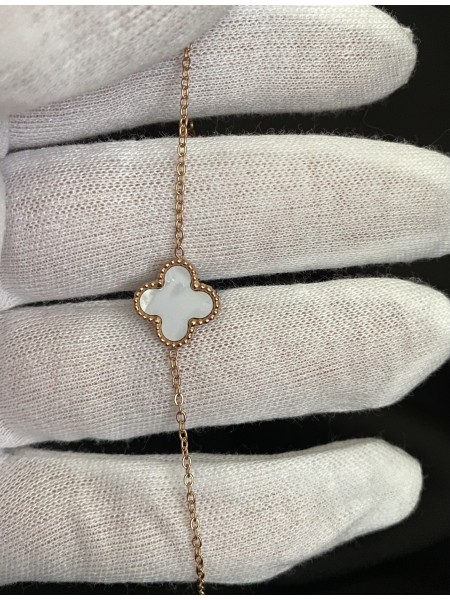 Браслет Конюшина двосторонній золотого кольору замок карабін 32611