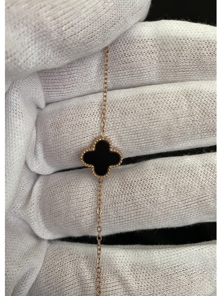 Браслет Конюшина двосторонній золотого кольору замок карабін 32611