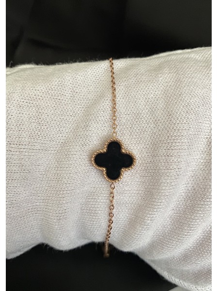 Браслет Конюшина двосторонній золотого кольору замок карабін 32611