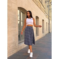 Легкая юбка миди на запах синего цвета 32625