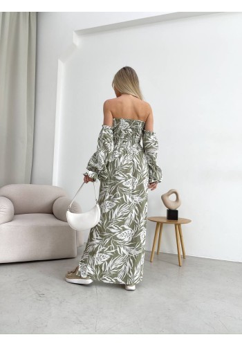 Довга лляна сукня фiсташкового кольору 32628