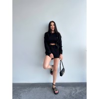 Мусліновий костюм із шортами чорного кольору 32654