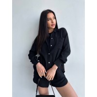 Муслиновый костюм с шортами черного цвета 32654