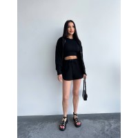 Муслиновый костюм с шортами черного цвета 32654