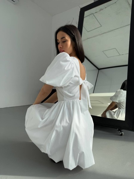 Сукня міні з відкритою спинкою молочного кольору 32657