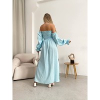 Довга муслінова сукня м'ятного кольору 32690