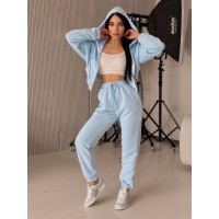 Жіночий спортивний костюм на змійці блакитного кольору 32700