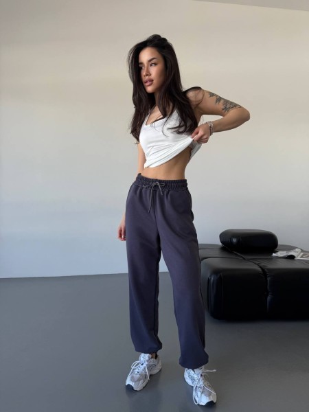 Жіночі спортивні штани графiтового кольору 32711