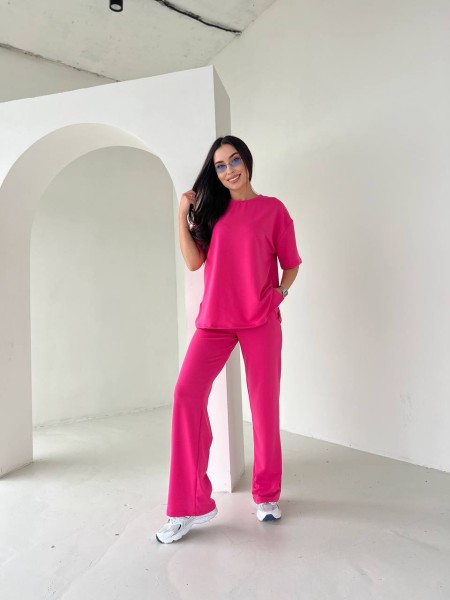 Стильний костюм двійка малинового кольору 32720