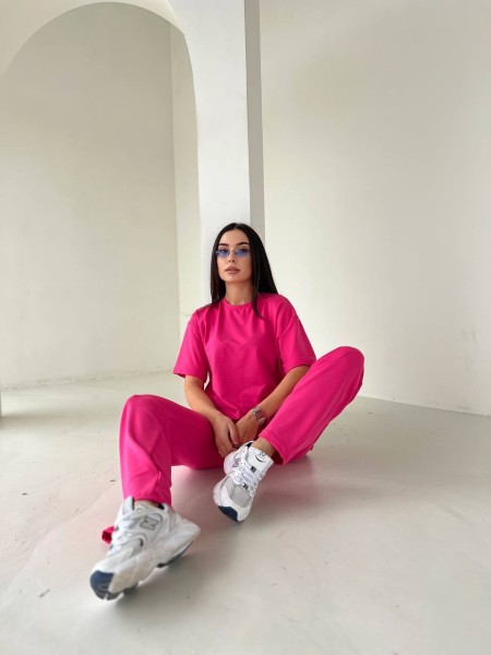 Стильний костюм двійка малинового кольору 32720