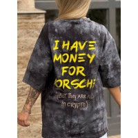 Базовая женская футболка с желтой надписью графитового цвета 32727