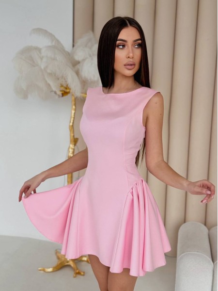 Коктельна сукня клеш рожевого кольору 32730