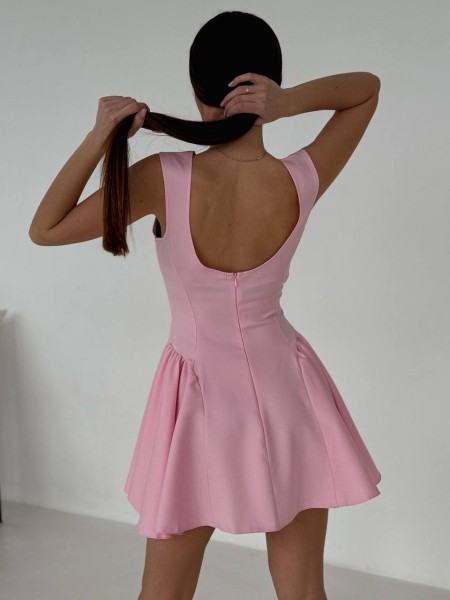 Коктельна сукня клеш рожевого кольору 32730