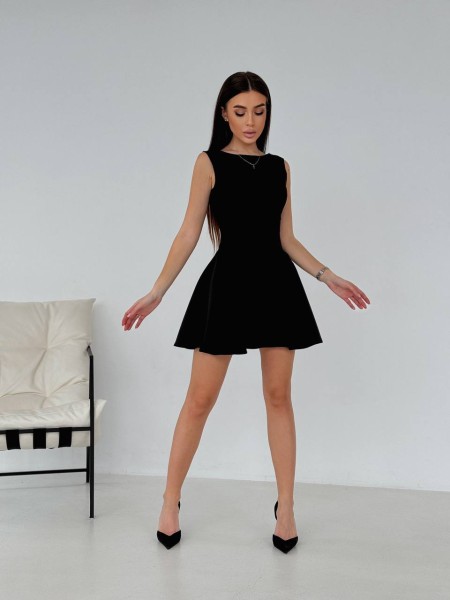 Коктельна сукня клеш чорного кольору 32732