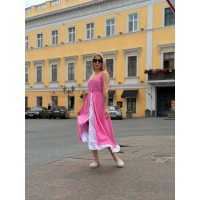 Льняний сарафан малинового кольору 32740