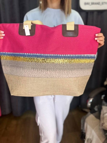 Жіноча пляжна сумка на плече малинового кольору 32742